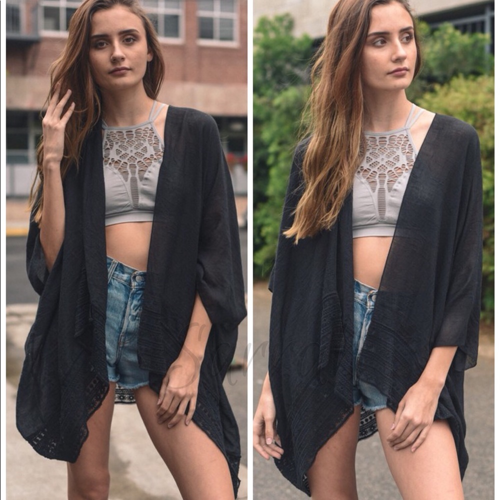 New Dreamy Lace Trim Kimono Cardi